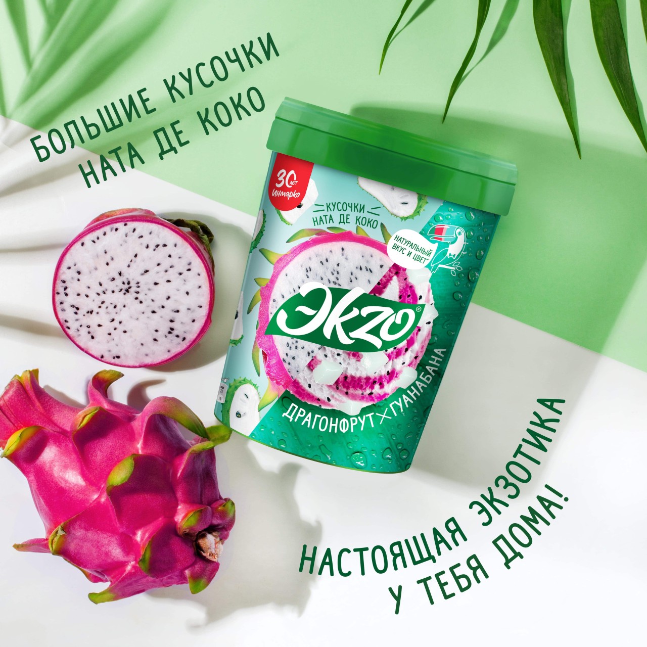 Экзо мороженое молочное ведро Драгонфрут с кусочками Ната де Коко 520 гр