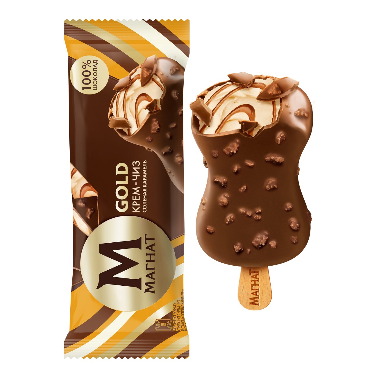 Магнат мороженое эскимо в шоколаде GOLD крем-чиз соленая карамель 65 гр