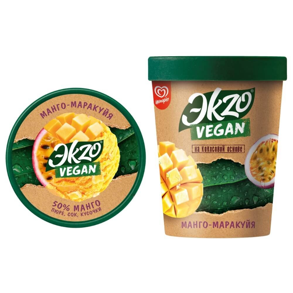 Ekzo Vegan замороженный десерт на кокосовой основе пинта Манго-Маракуйя