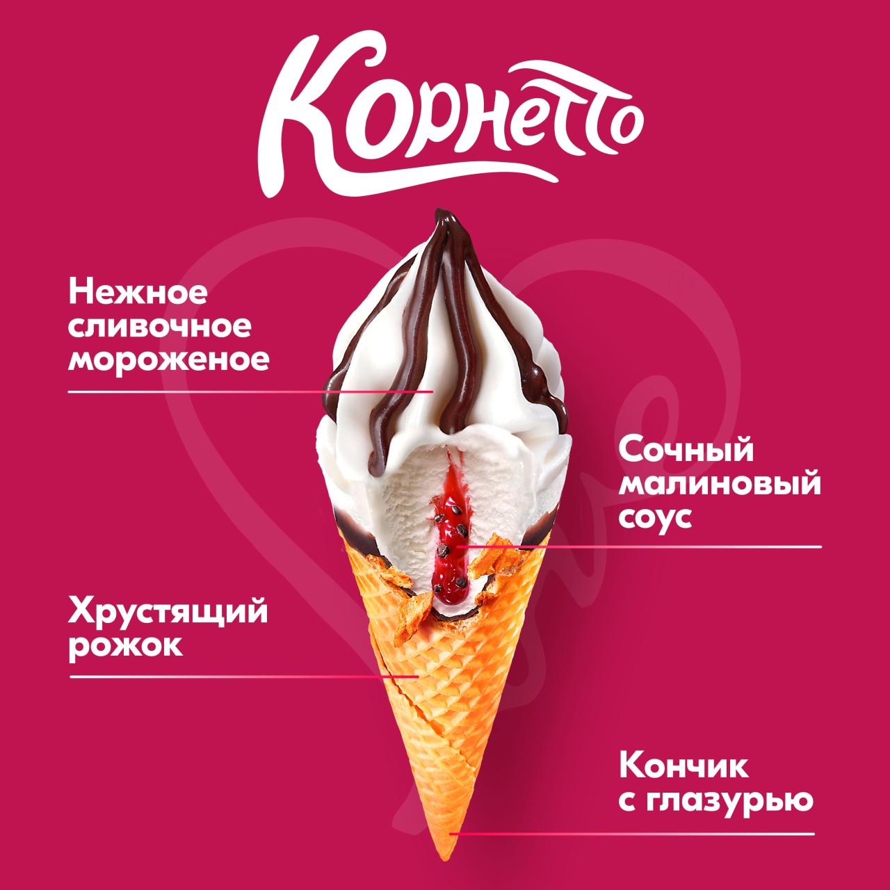 Корнетто мороженое рожок Enigma Малина 73 гр