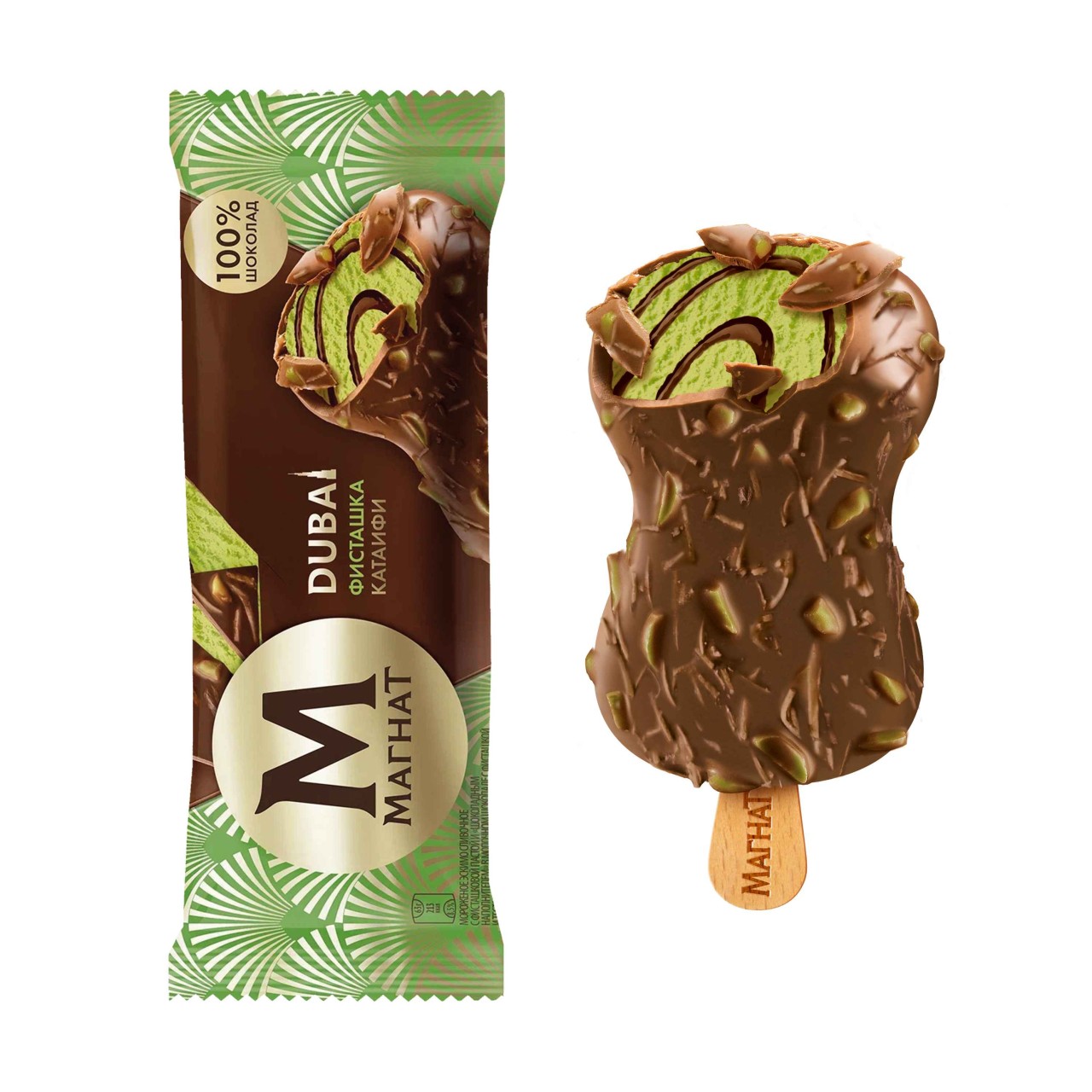 Магнат мороженое эскимо в шоколаде DUBAI фисташка-катаифи 63 гр