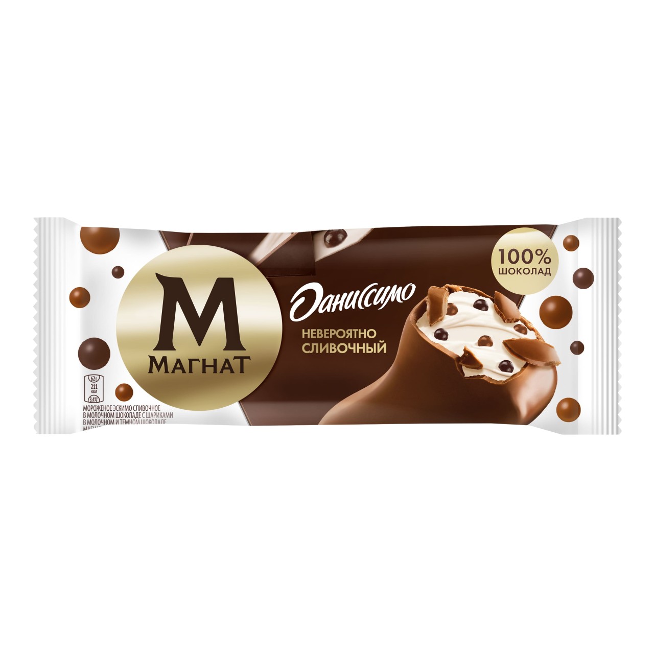 Магнат х Даниссимо невероятно сливочный мороженое эскимо в шоколаде 62 гр
