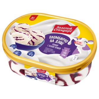 Золотой Стандарт мороженое пломбир с черникой, ванночка 445 гр