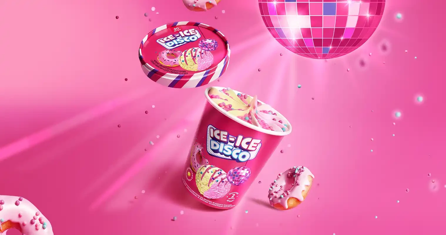 Новинка ICE-ICE Disco: мороженое с вкусом ягодного пончика – идеально для вечеринки